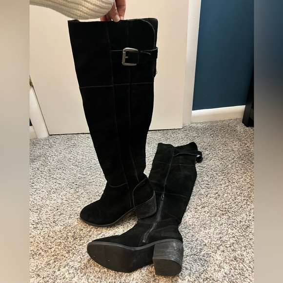 Crown Vintage Cathy Knee High Black Real Leather Heeled Boots - Picture 5 of 5